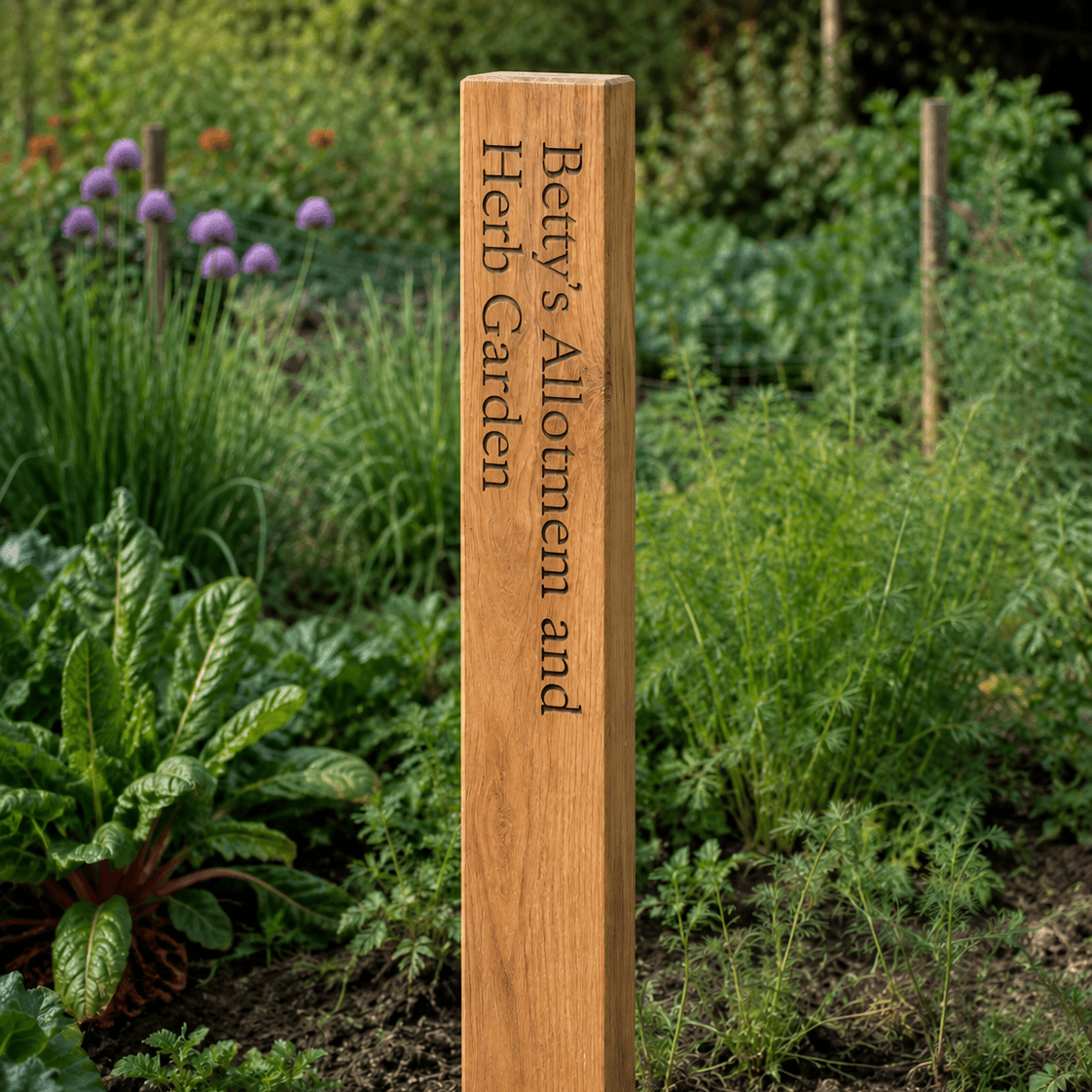 Personalised Solid Oak Marker Post - The Merchants Mark