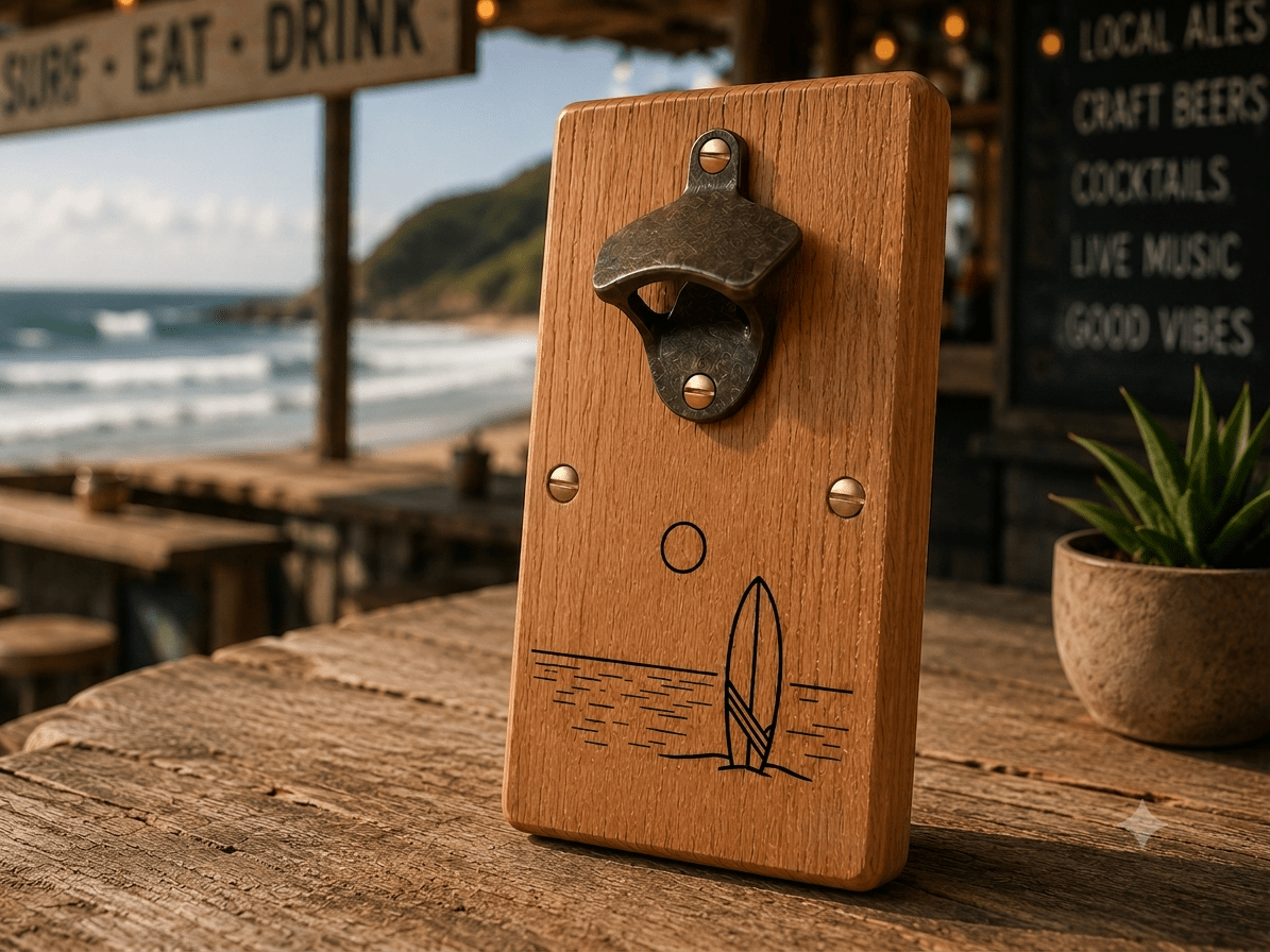 Solid Oak Breakwater Bottle Opener - The Merchants Mark