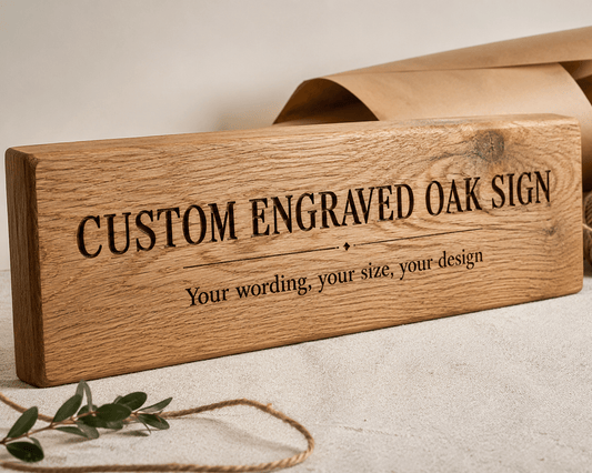 Custom Engraved Oak Sign - The Merchants Mark