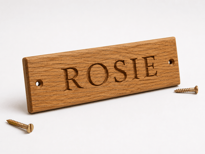 Engraved Oak Stable Name Plaque - The Merchants Mark