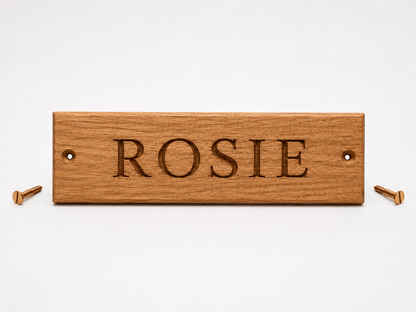 Engraved Oak Stable Name Plaque - The Merchants Mark