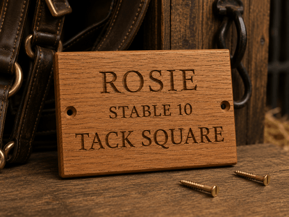 Engraved Oak Tack Square Plaque - The Merchants Mark