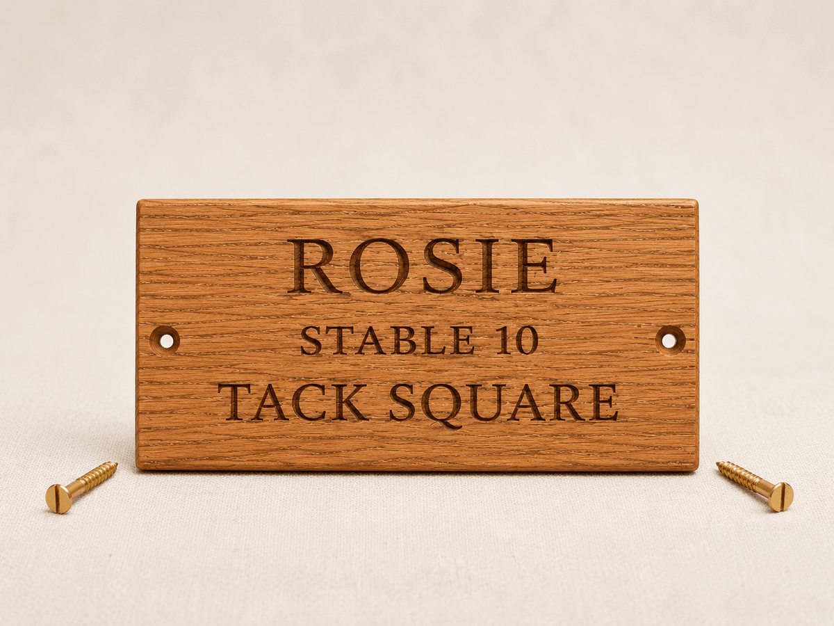 Engraved Oak Tack Square Plaque - The Merchants Mark