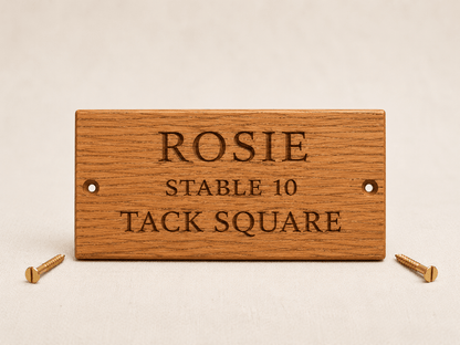 Engraved Oak Tack Square Plaque - The Merchants Mark