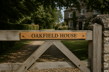 Heritage Oak Gate Sign - The Merchants Mark
