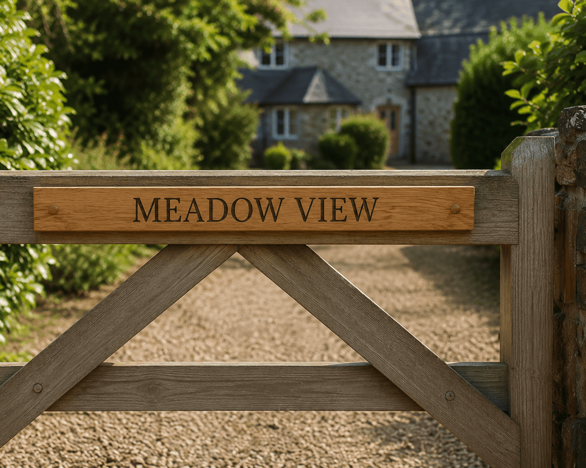 Heritage Oak Gate Sign - The Merchants Mark