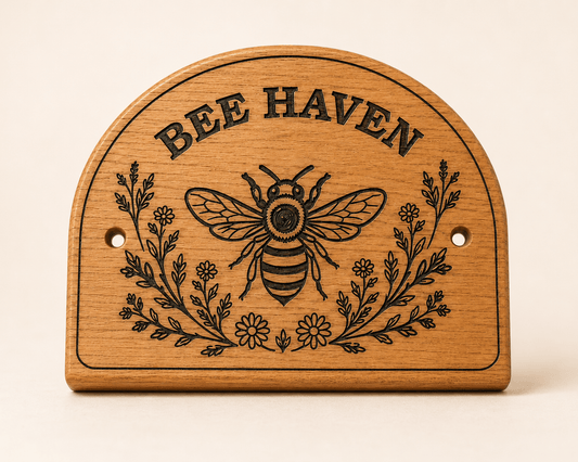 Personalised Solid Oak Bee Haven Sign - The Merchants Mark