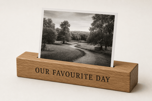 Solid Oak Personalised Photo Block - The Merchants Mark